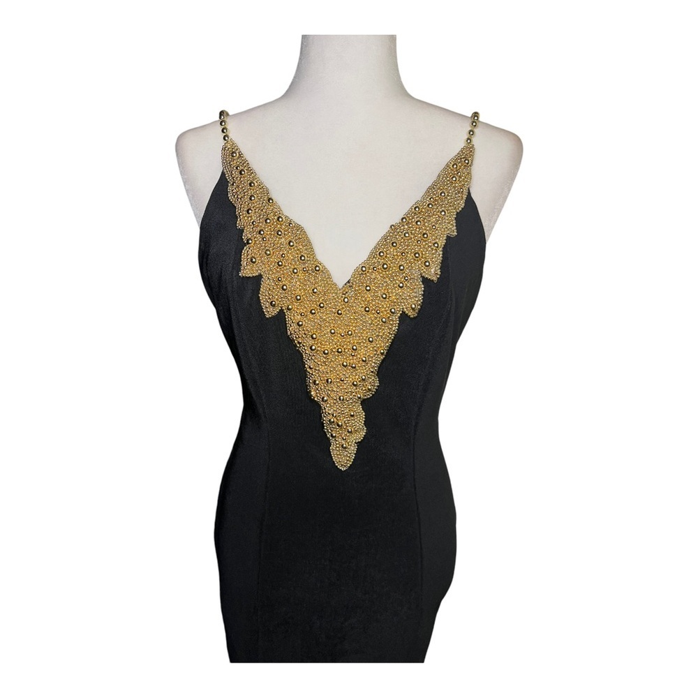 Vintage Beaded Black Cocktail Dress 80’s 10 - Picture 2 of 7